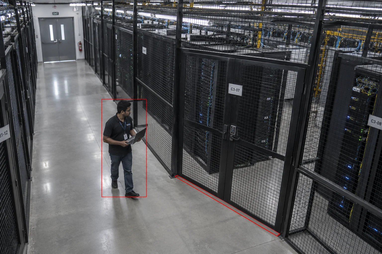 Access monitoring at a customer cage