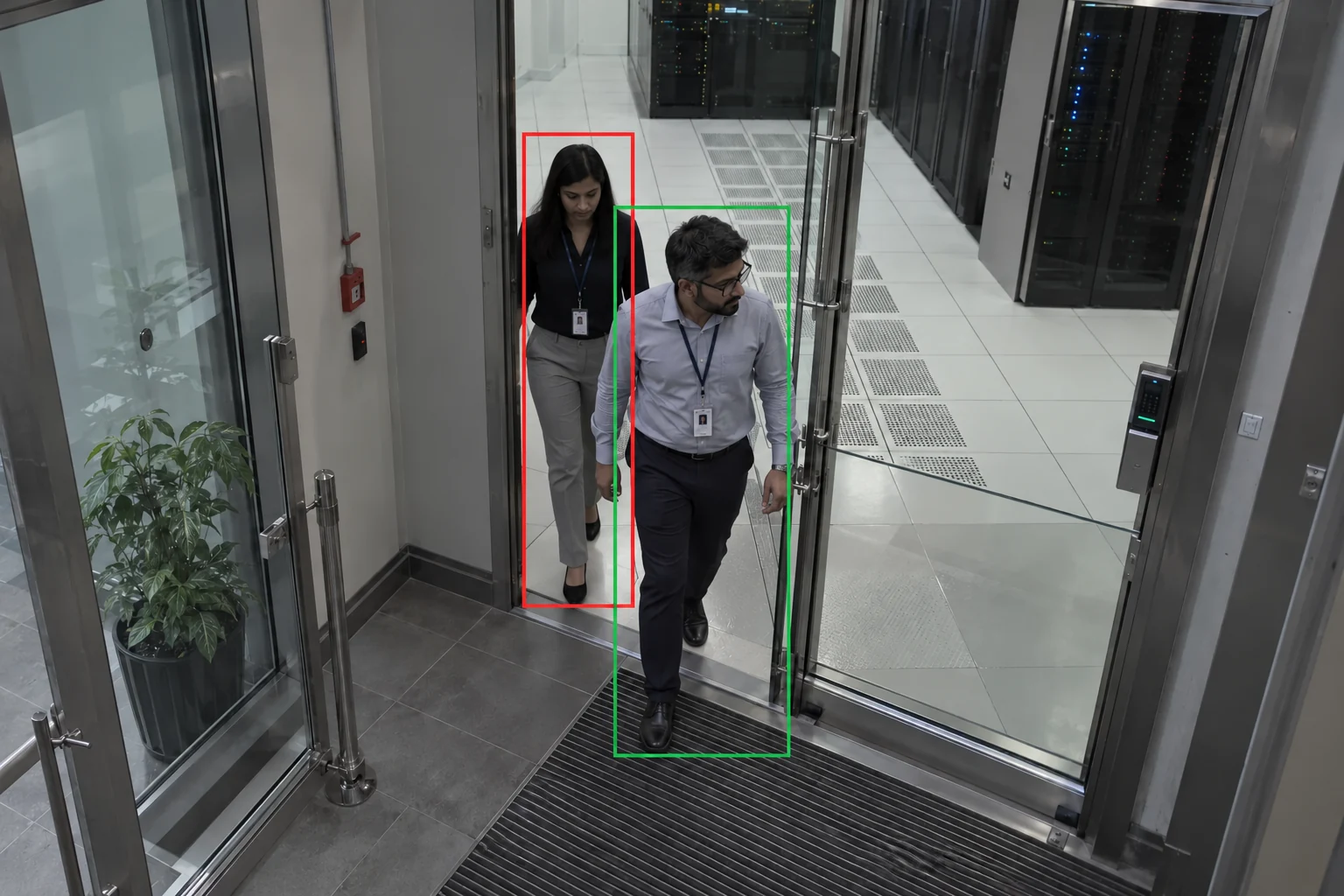 Extra passage flagged in an access vestibule