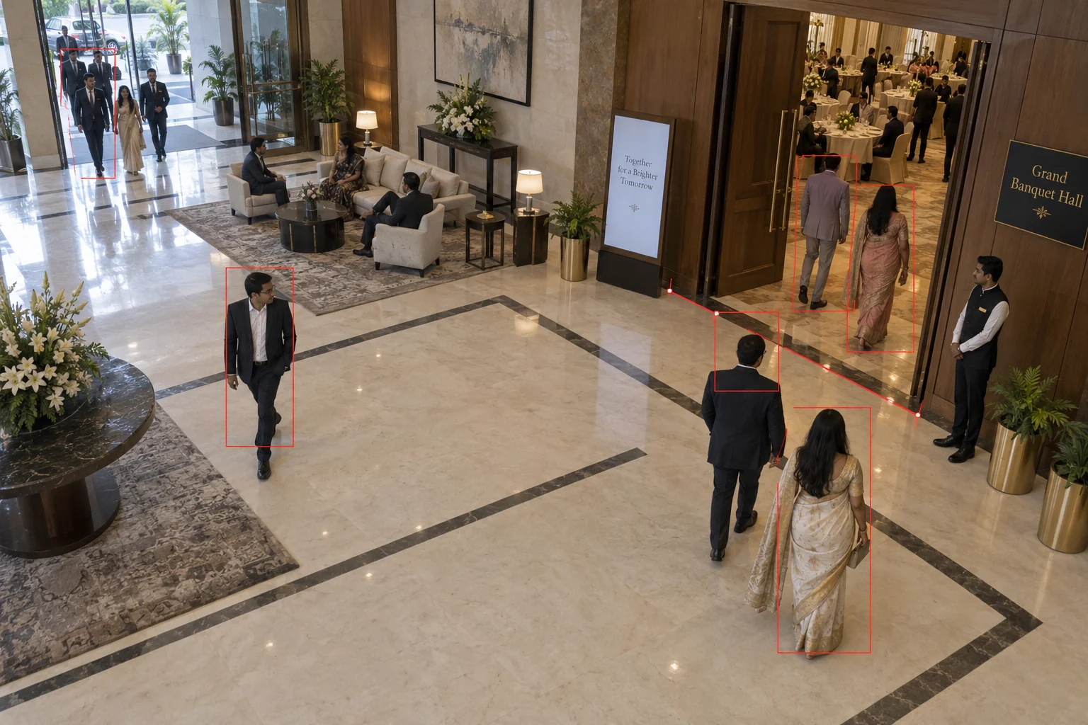 Occupancy monitoring at a banquet entrance