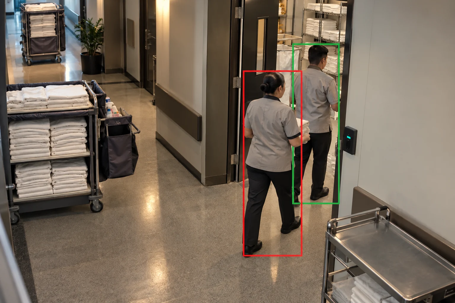 Extra passage flagged at a service door