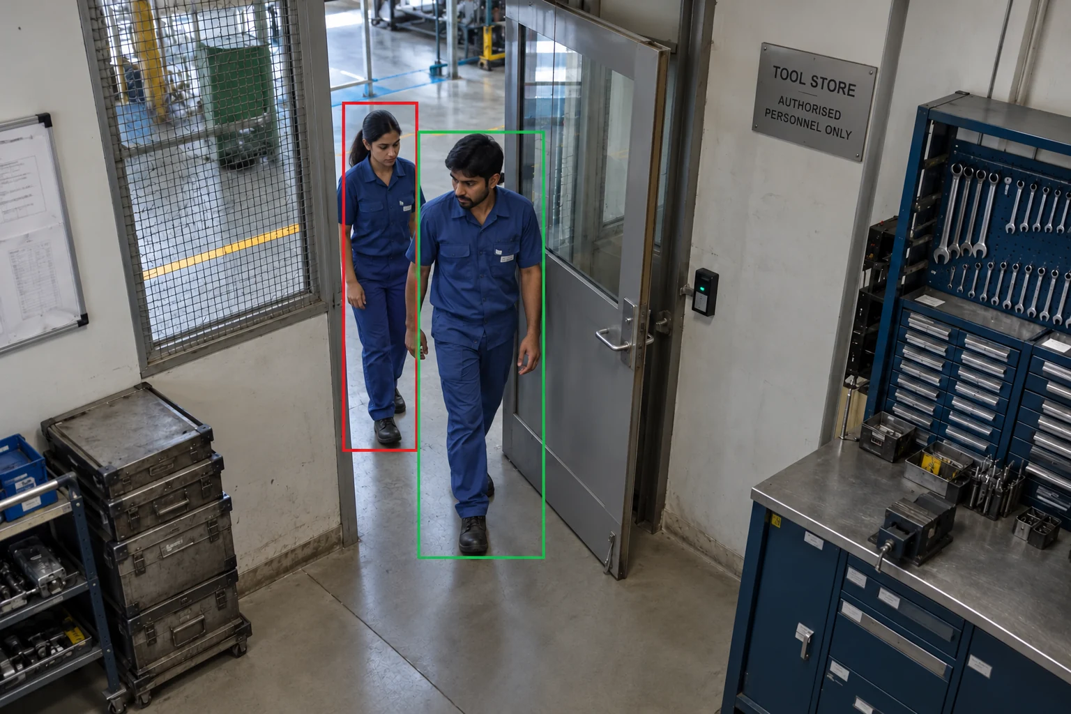 Extra passage flagged at a tool-store door