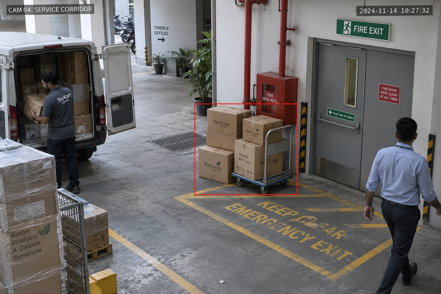 Obstruction flagged in a shared escape route